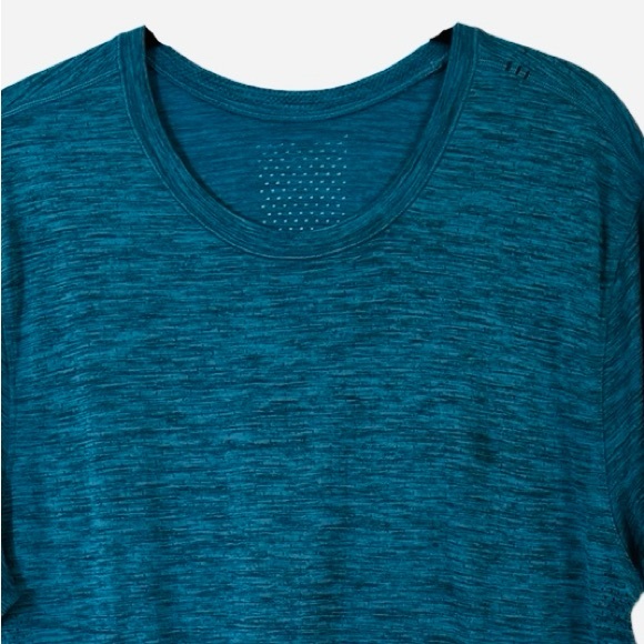 LULULEMON Blue Heathered Short Sleeve Top - Picture 3 of 7